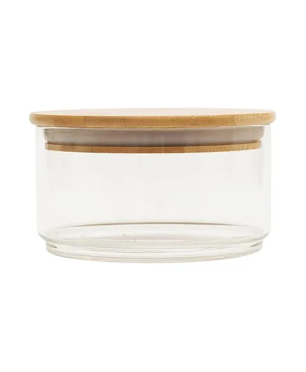 Little Storage Large Round Stackable Glass Jar with Bamboo Lid - 650mL