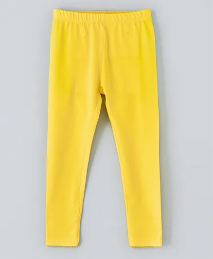 Jelliene Basic Solid Knit Leggings - Yellow