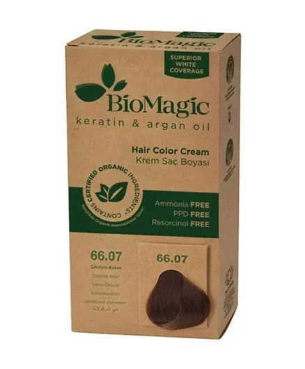 BIOMAGIC Hair Color Cream With Keratin & Argan Oil 66/07 Chocolate Brown - 60mL