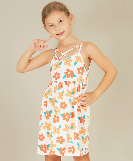 Kookie Kids Floral Dress - Orange