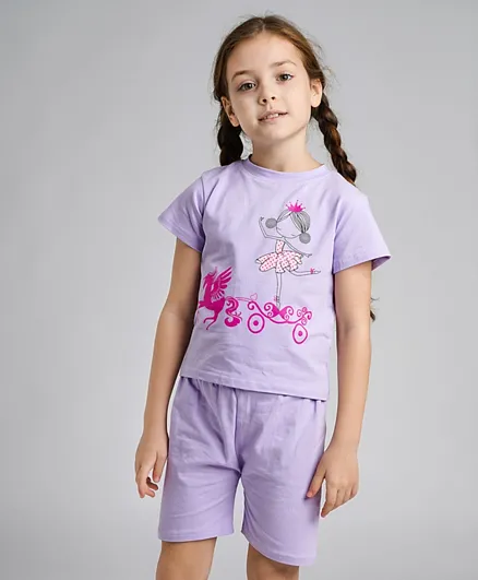 Kookie Kids Shorts with Tee - Purple
