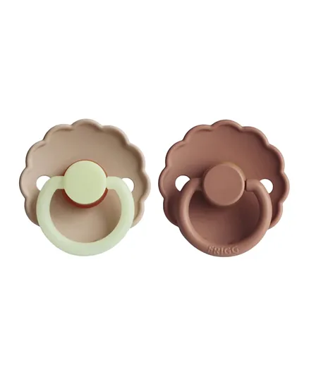 FRIGG Daisy Latex Baby 2 Pacifiers - Croissant Night/Rose Gold
