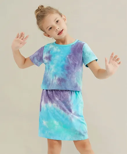 SAPS Tie & Dye Top And Skirt/Co-ord Set - Blue