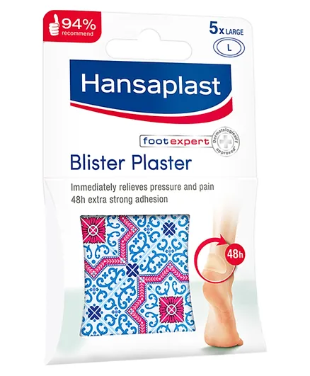 Hansaplast Blister Plaster, Immediate Pain Relief 5 Strips + Free Plaster Box - Multicolor