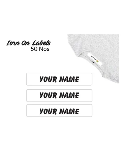 Ajooba Personalised Name Iron On Clothing Labels for Kids ICL 3007 - Pack of 50
