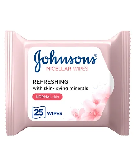 Johnson & Johnson Refreshing Cleansing Facial Micellar Wipes for Normal Skin - 25 Wipes