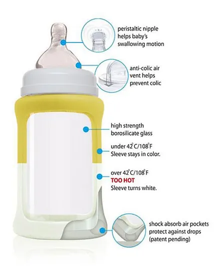 Cherubbaby Glass Bottle Single Pack Yellow - 240ml