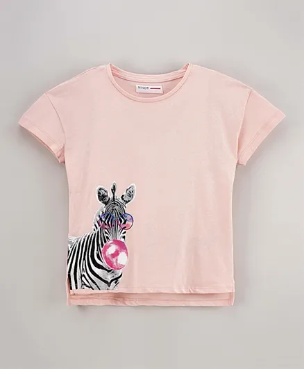 Minoti Basic Zebra Graphic T-Shirt - Peach