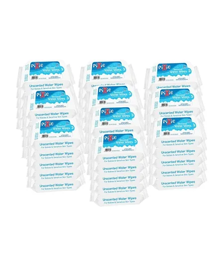 Pixie Water Wipes Pack of 50 - 1800 Wipes