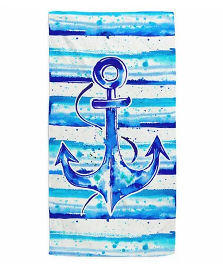 Anemoss Anchor Patterned Beach Towel - Blue & White