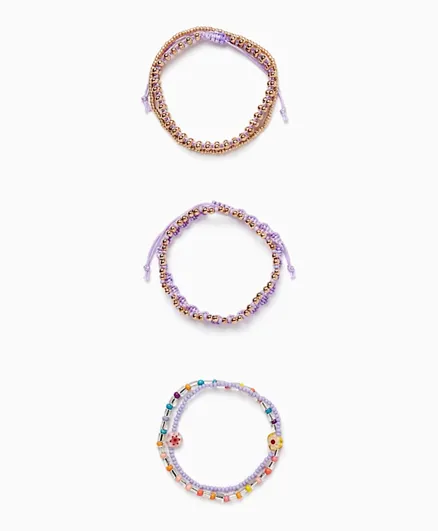 Zippy Beaded Bracelets For Girls Light Purple - Pack Of 6