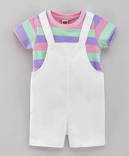 SAPS Dungaree with Tee - White
