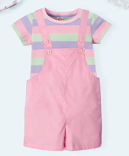 SAPS Dungaree with Tee - Pink