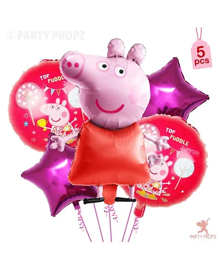 Party Propz Peppa Pig Theme Foil Balloons - Pack of 5