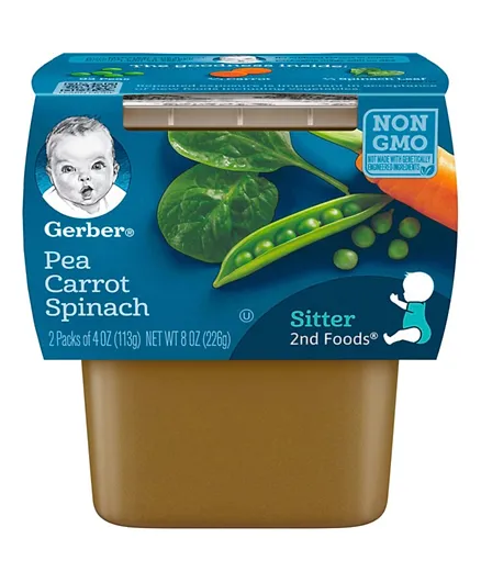 Gerber 2Nd Foods Pea Carrot Spinach Puree Mp8 Pack of 2 - 113g