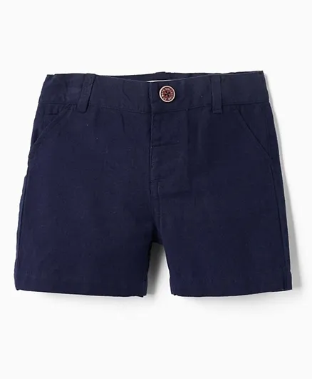 Zippy Cotton Solid Chino Shorts - Dark Blue