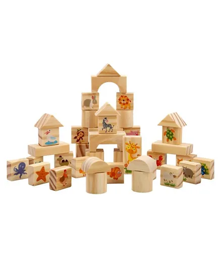 Highlands Wooden Castle Building Block Set for Kids - 42 Pieces