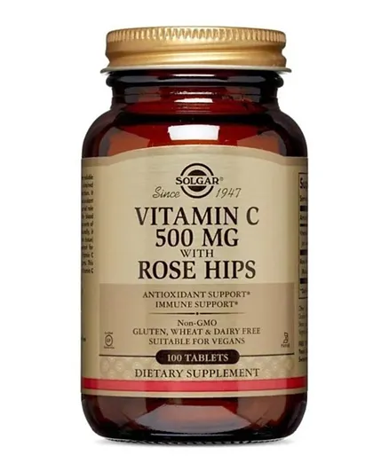 فيتامين سي 500 ملغ من سولغار مع ثمار الورد - 100 قرص