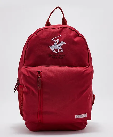 Beverly Hills Polo Club Logo Embroidered Backpack With Pencil Pouch Red - 18 Inches