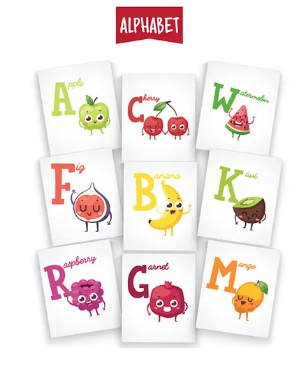 Twinkle Hands Cute Fruits Alphabet Flashcards - Set of 10