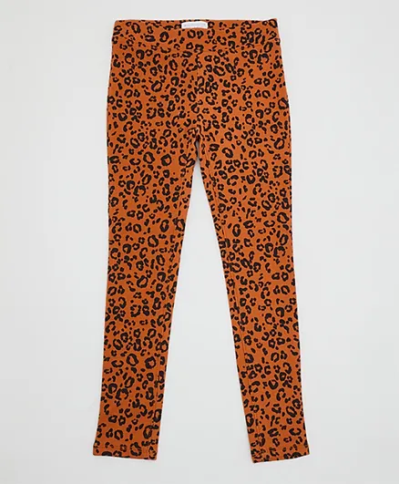 The Children's Place Allover Printed Leopard Perfect Ponte Leggings - Amber Brown