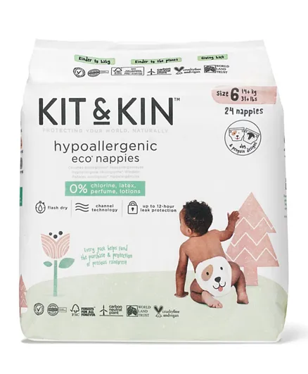 Kit & Kin Eco Diaper Size 6 - 24 Pieces