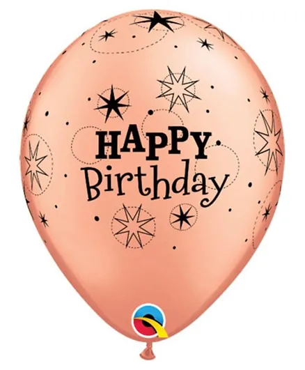 Qualatex Printed Birthday Balloon Pack of 6- Rose Gold
