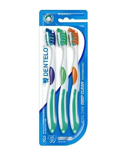 DENTELO Total Care Deep Clean Toothbrushes - 3 Pieces