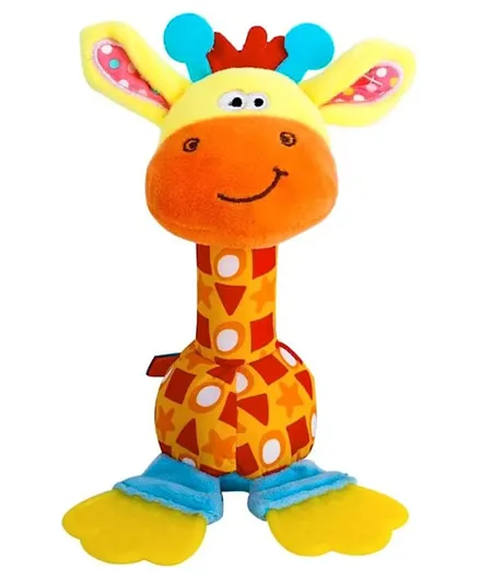 Little Angel Giraffe Rattle Teether Toy , Soft Stuffed Baby Crib Toy with Crinkly Ears, Biter and BB Device - 0M+
