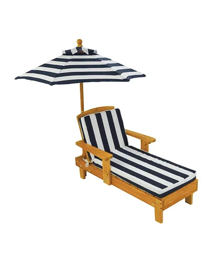 KidKraft Outdoor Chaise With Umbrella - Navy Blue