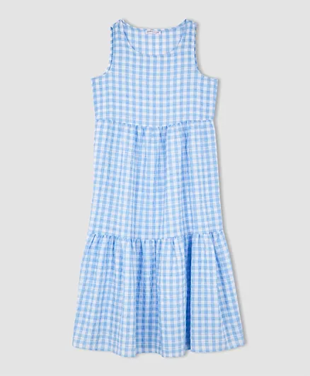DeFacto Checked Maternity Dress - Blue