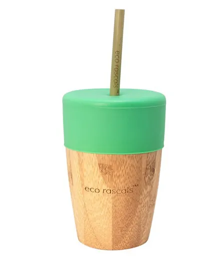 Eco Rascals Bamboo Cup with Straws - Green