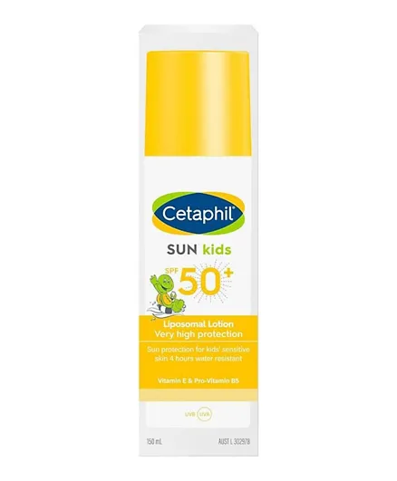 Cetaphil Sun Kids SPF 50+ Lotion 150mL - Water Resistant, Hypoallergenic, Paraben-Free Sunscreen for Delicate Skin