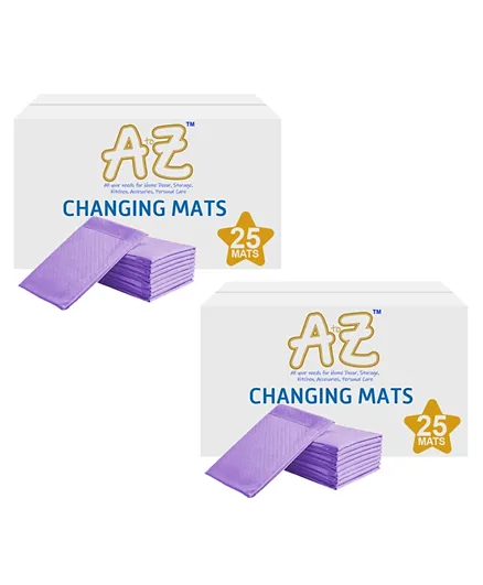 A to Z Lavender Lavender Disposable Changing Mats Buy 1 Get 1 Free - 2 Pack of 25 each