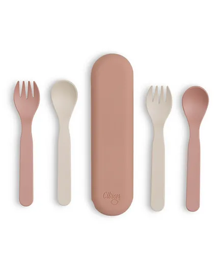 Citron 2022 PLA Cutlery Set with Case Pink/Cream - 5 Pieces