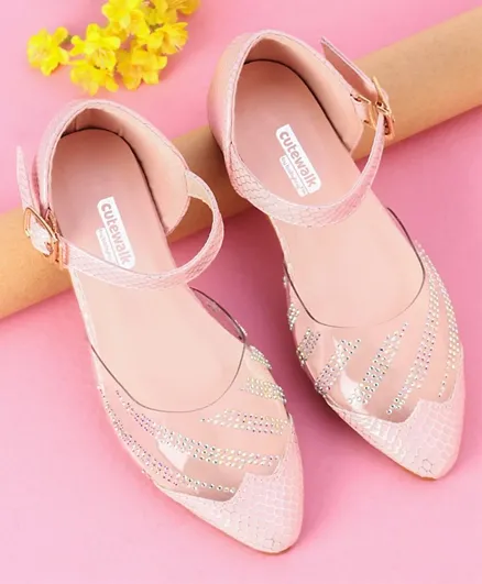 Cute Walk by Babyhug Belly Shoes Studded Detailing  - Pink