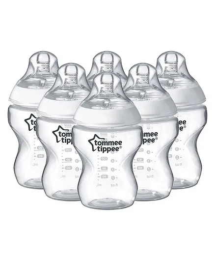 Tommee Tippee Closer to Nature Slow-Flow Baby Bottles with Anti-Colic Valve Mixed Colors Pack of 6 - 260mL