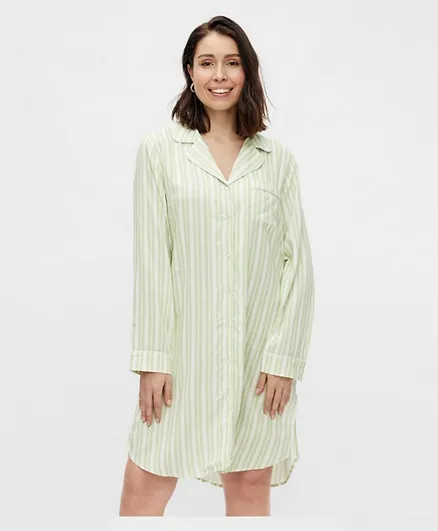 Mamalicious Striped Nursing Nightdress - Celadon Green