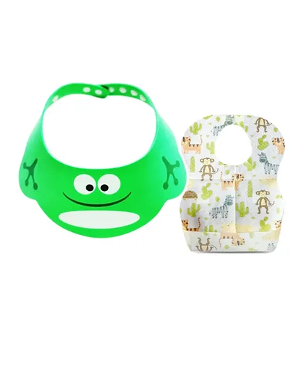 ستار بيبيز - قبعة استحمام للأطفال + مريلة للاستعمال مرة واحدة - أخضر