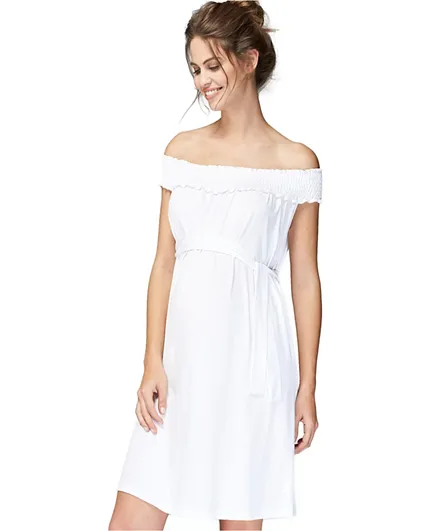 Mums & Bumps - Isabella Oliver Off Shoulder Maternity Dress - White