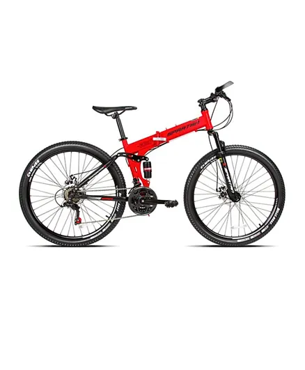 Spartan 26” Alpha Dual Suspension Folding Bike – Red