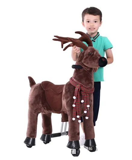 TobysToy Gidygo Ride-on Cycle Kids Operated Animal Riding Xmas Reindeer - Brown