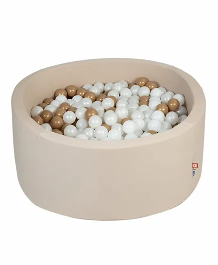 Ezzro Round Ball Pit With 600 Balls - Golden, White & Pearl