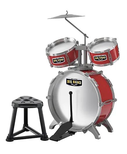 Little Story Kids Drum Set Musical Instrument With Stool - Red