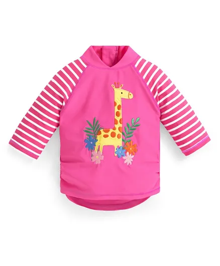 JoJo Maman Bebe Giraffe Sun Protection Rash Vest - Pink