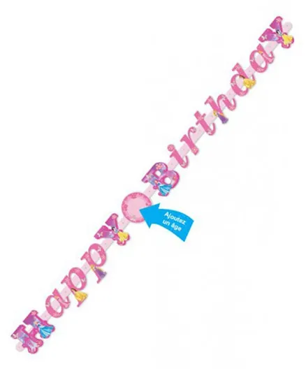 Disney Amscan Princess Sparkle Happy Birthday Banner - Pink