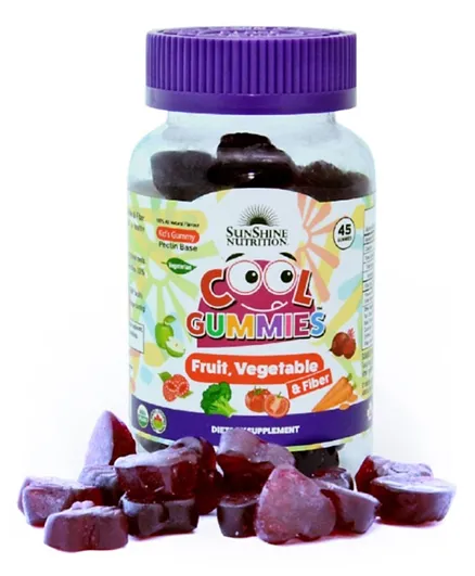 Sunshine Nutrition Cool Fruit Vegetable & Fiber Gummies - 45 Pieces