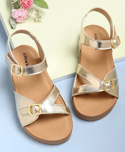 Pine Kids Sandals With Buckle Closure - Gold