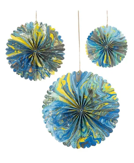 Talking Tables EID Marble Paper Fan Decorations - Pack of 3