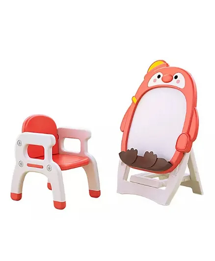 Megastar My Penguin Convertible 2 in 1 Table Chair and Drawing + Activity Board - Orange and White